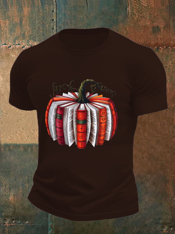 Men's  Fall Book Pumpkin DTF transfer - FDT, Fall Aesthetic print  T-Shirt