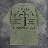 Seek First The Kingdom Of God Printed Oversize Washed T-Shirt