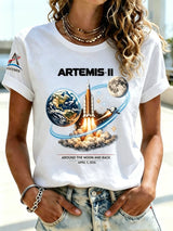 Retro Artemis II 2026 Rocket Launch Print T-Shirt