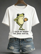 Women's I Could Be Meaner But Jesus Said No Print T-Shirt