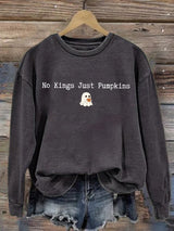 🔥Buy 3 Get 15% Off🔥Women's No Kings Just Pumpkin Printed Sweatshirt