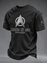 Men's Live Long And Prosper Print Round Neck T-shirt