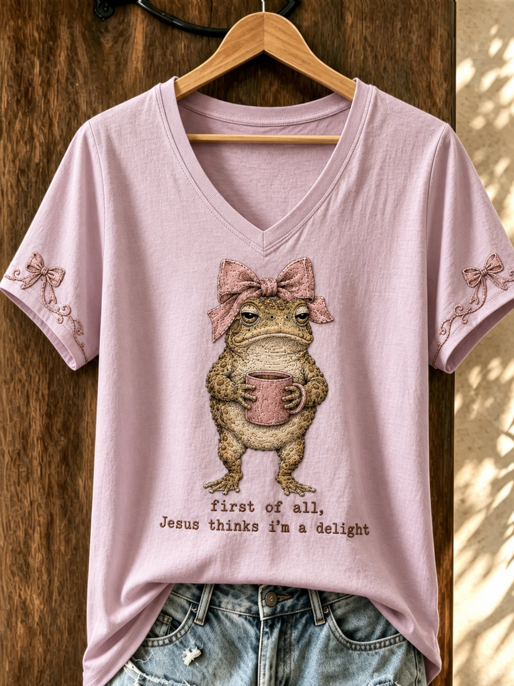 Women's Fun Frog-Print Top