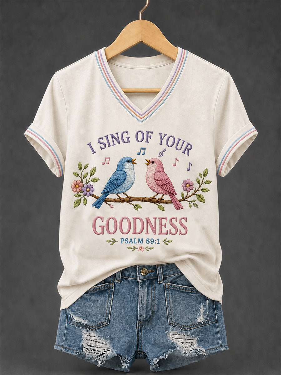Classic I Sing Of Your Goodness Psalm 89:1 Christian Bird Short-Sleeved Shirt
