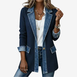 Clearance Sale 🔥 Elegant Patchwork-Style Denim & Knit Cardigan